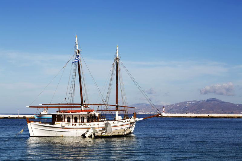 De haven van Mykonos