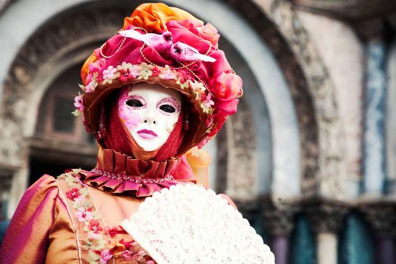 Mask, hat, dress, it forms a whole, Carnival in Venice, Italy