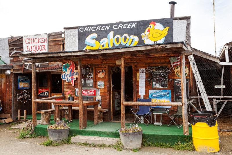 De Saloon in het gehucht Chicken, Alaska. rondreis, camperreis, camper, huren, Canada, Yukon,