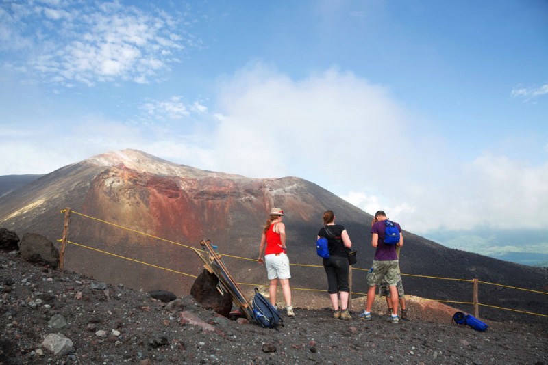 De laatste foto's voor de afdaling, Cerro Negro vulkaan, rondreis Nicaragua