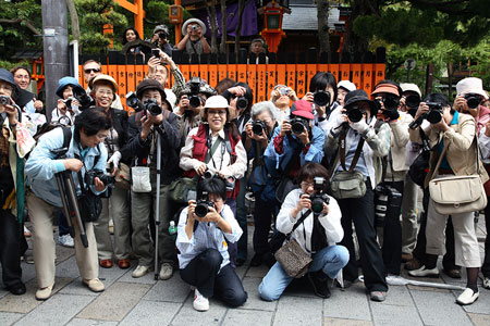 Japan, Kyoto, Gion, paparazzi, fotografen