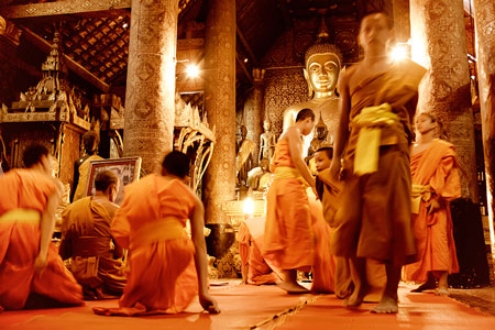 Luang Prabang, Laos: zingende monniken