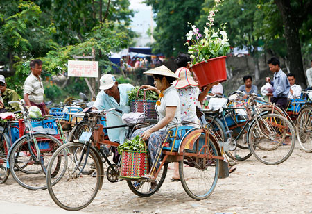 Myanmar – met de fietstaxi naar de markt