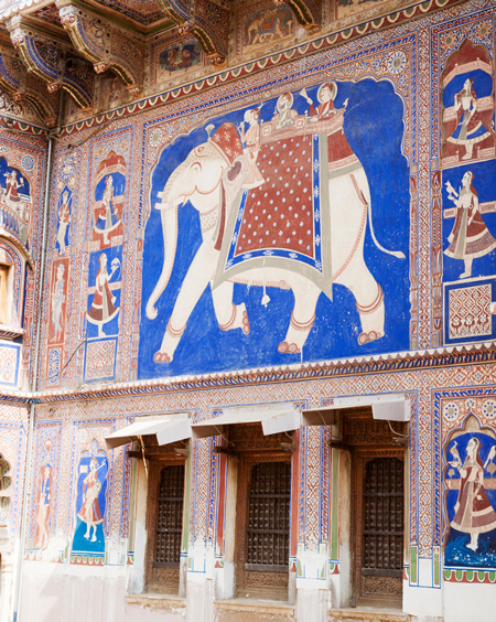 Shekhawati, Rajasthan, India, Fatehpur, fresco