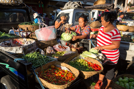 Ubud, Bali, Indonesie: 's morgens vroeg op de markt