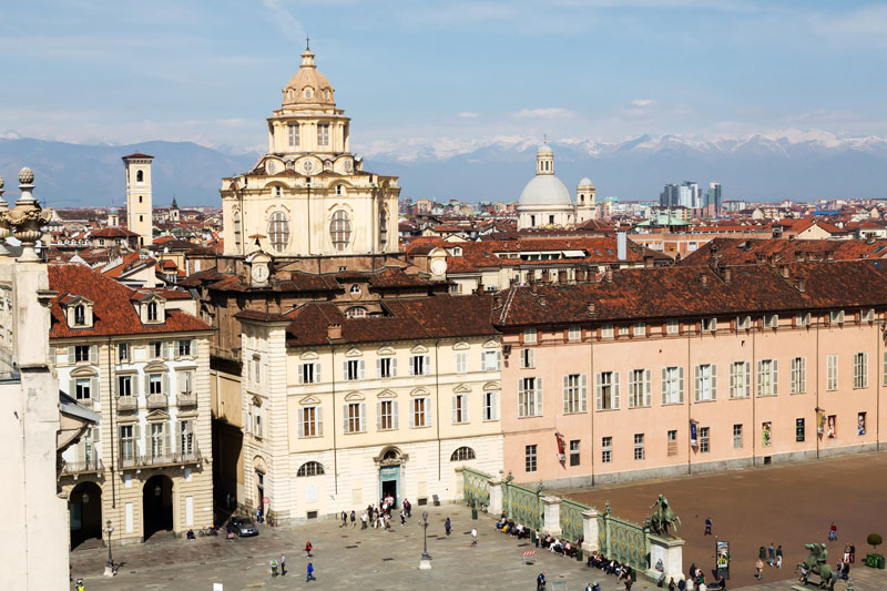 Het uitzicht vanaf Palazzo Madama in Turijn, Italie