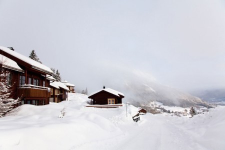Wintersport in het skigebied van Voss, Noorwegen.