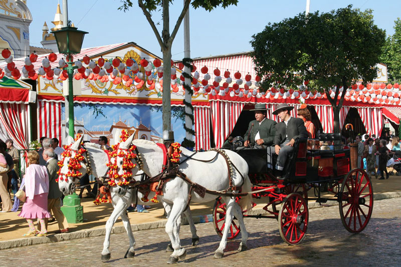 You see a lot of horses and cars during the Feria de Abril