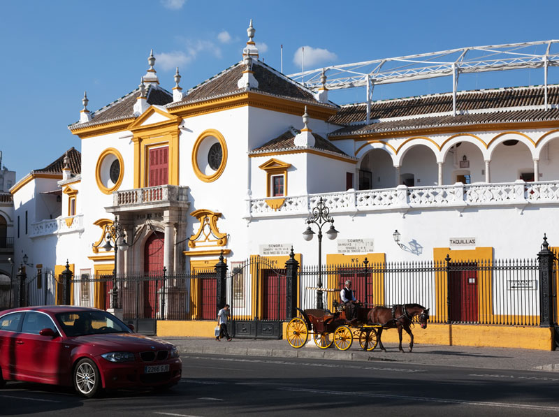 The bullfighting arena in Seville, Spain