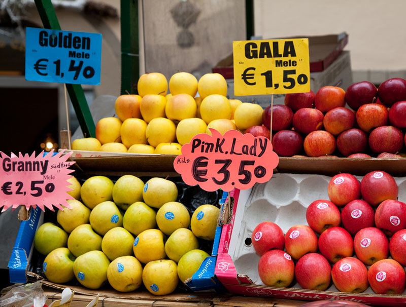 Fietsen in Zuid-Tirol, Italie: De markt in Bolzano 