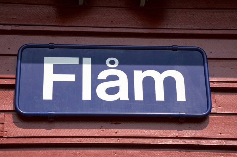 Flam, eindpunt van de Flamsbana, Noorwegen