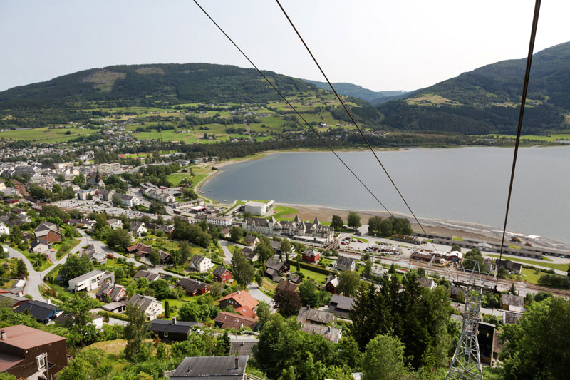 Met de kabelbaan naar boven in Voss, Noorwegen