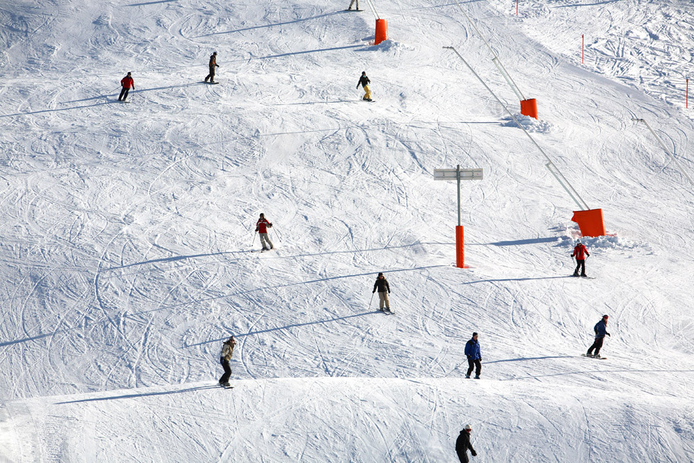 Wintersport in Arosa, Zwitserland
