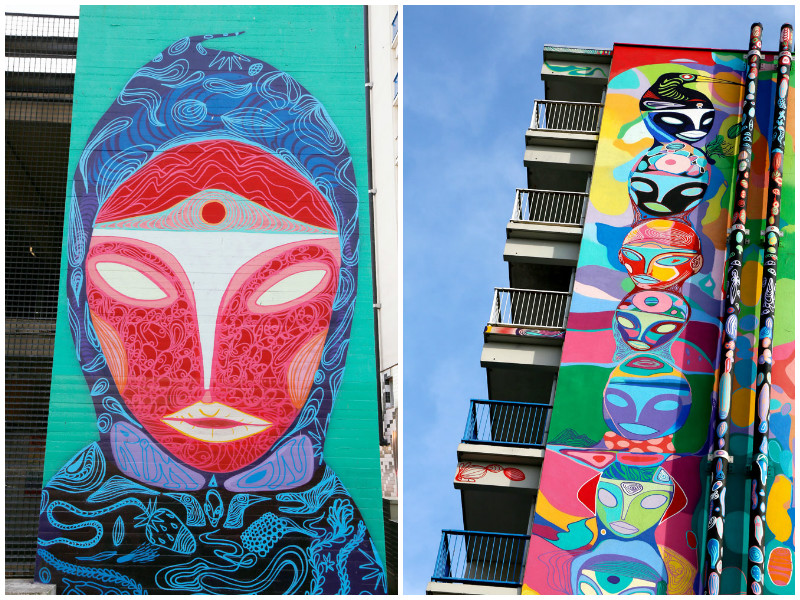 Street art maakt de Bijlmermeer een stuk aantrekkelijker. Rimon Guimarães maakte de kunst op de flat Hogevecht Oost, Amsterdam Zuidoost