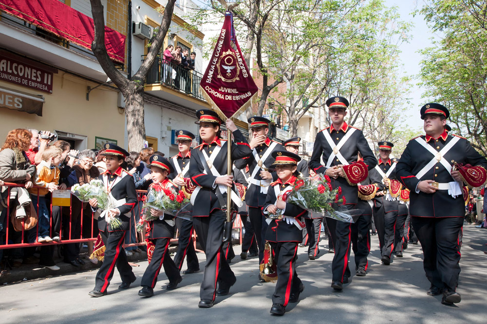 Spanje, Sevilla, Semana Santa, boetedoening processie, 