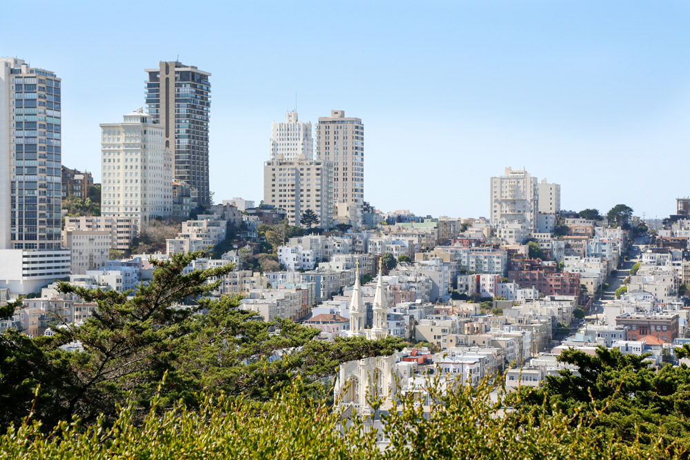 Uitzicht over de stad vanaf de Coit Tower, San Francisco