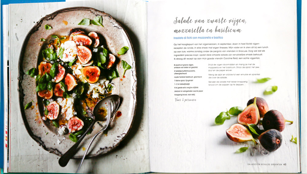 Kookboek: De Smaak van Sicilie, Lekker fris: een salade met vijgen, mozzarella en basilicum