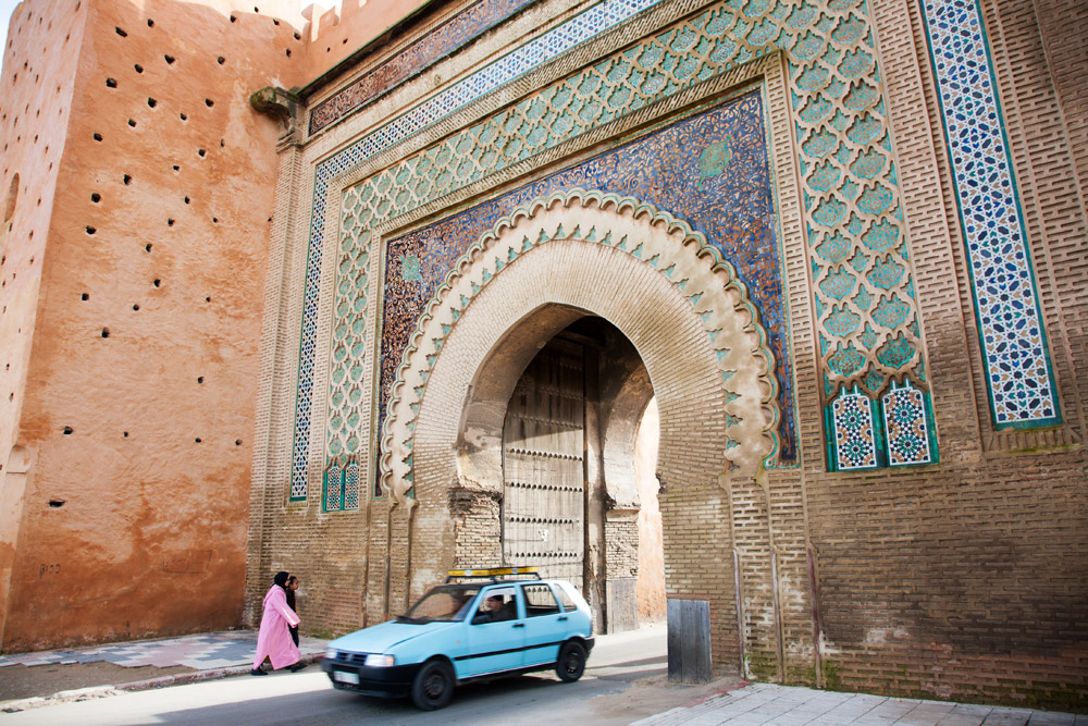 Een van de toegangspoorten van Meknes, Rondreis Marokko, koningssteden, camperrondreis,