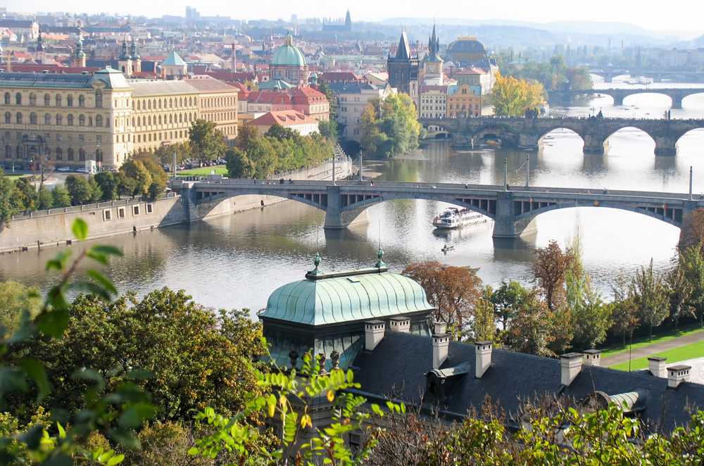 Praag, Tsjechie, Uitzicht over de bruggen van Praag
