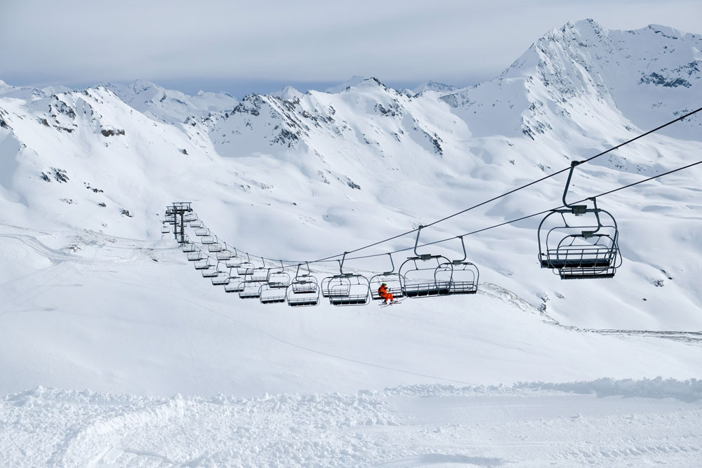Rustige liften en pistes bij gletsjer La Grande Motte in Tignes, Tignes - Val dÍsere, wintersport Espace Killy, Frankrijk