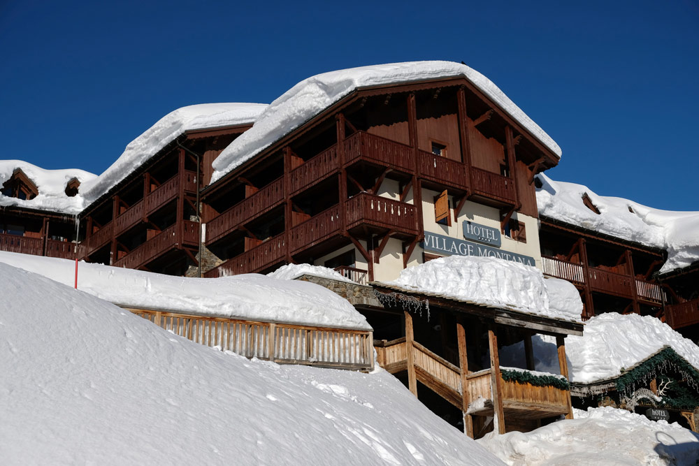 Hotel Village Montana in chaletstijl, Wintersport Tignes - Val d'Isere, Frankrijk, skigebied