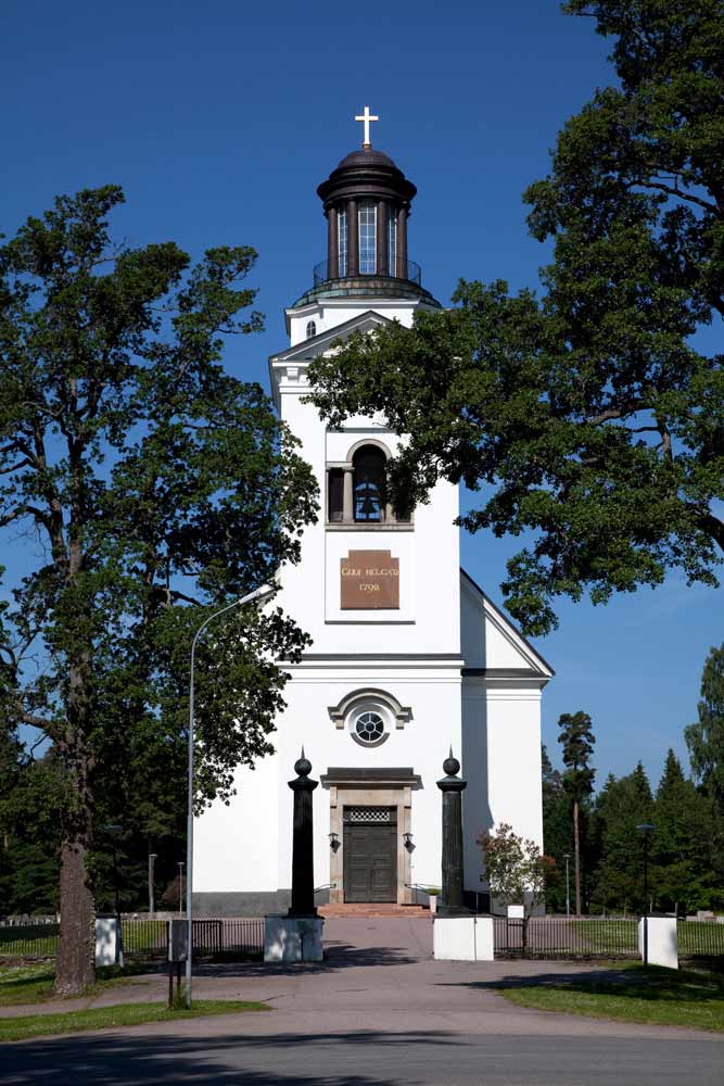 Het kerkje in Soderfors, Zweden. Rondreis zuid Zweden, autorondreis