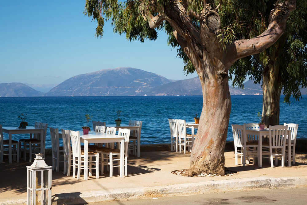 Lunchen en dineren aan het water op Kefalonia. 